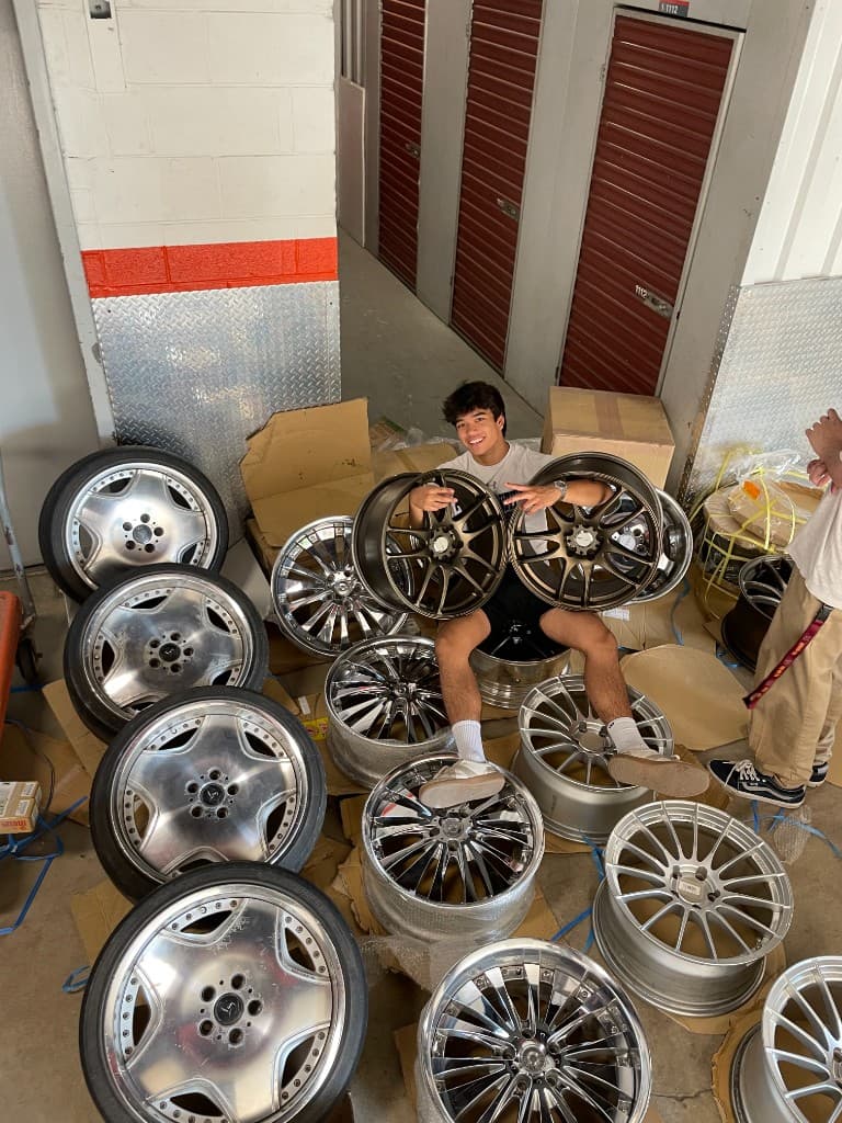 Miles Sipper, co-founder of StreetRight, with aftermarket wheels